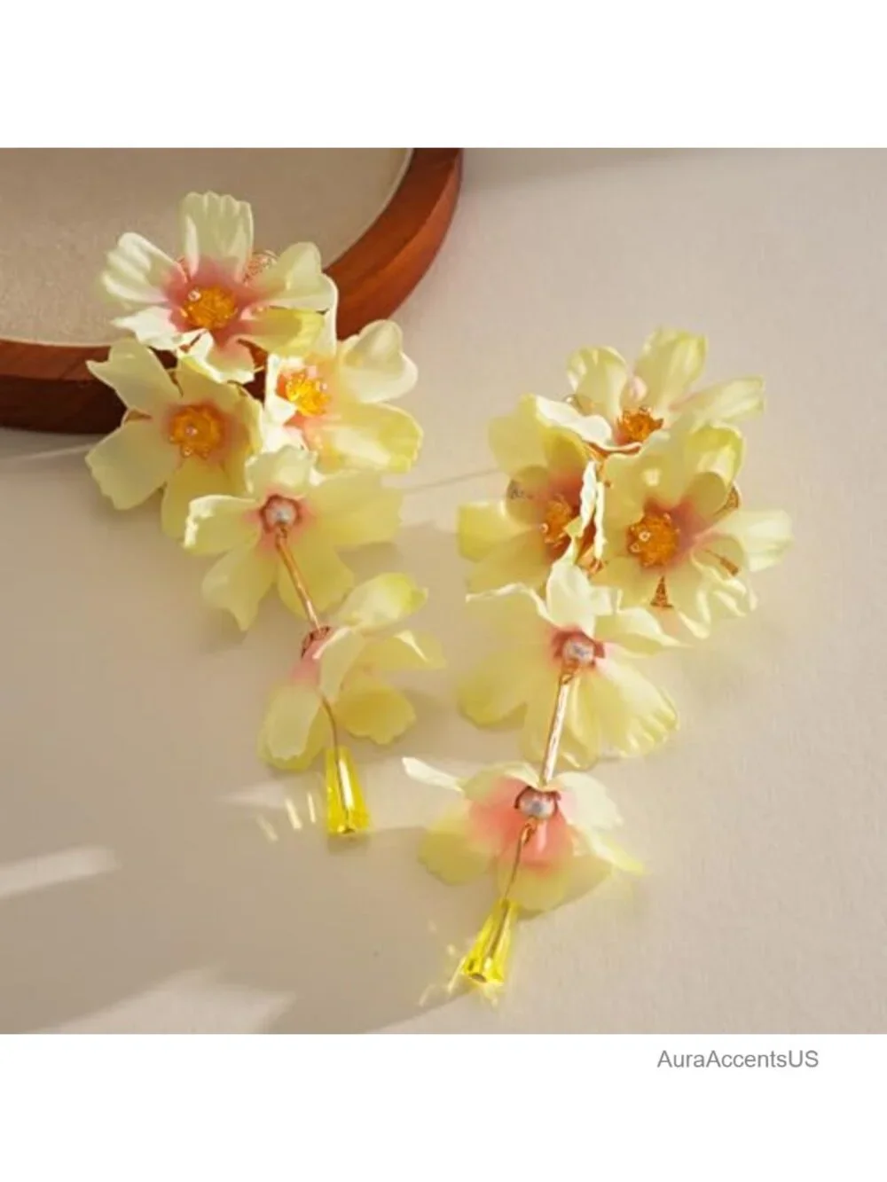 Boho Fabric Flower Earrings Colorful Handmade Floral Long Dangle Trendy
